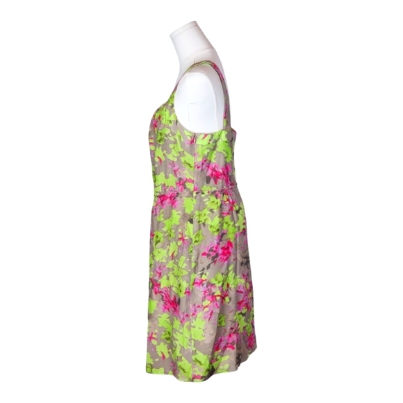 Banana Republic Silk Cotton Floral Dress Pink Green Sleeveless Size 8 - Picture 3 of 10